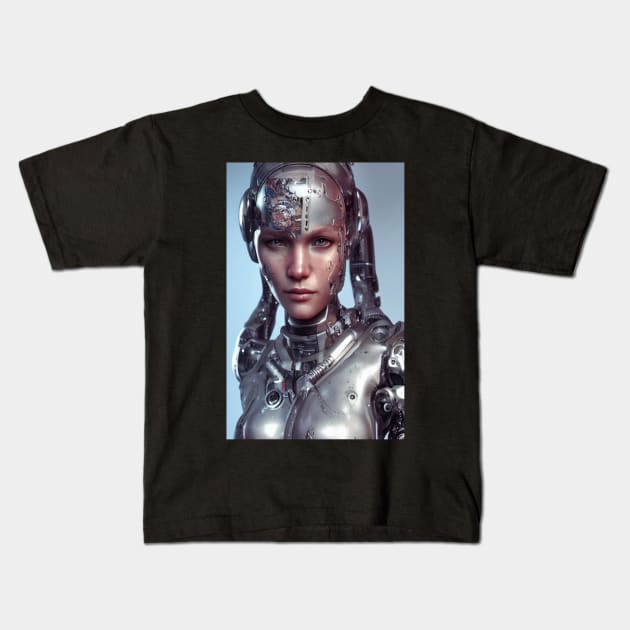 Cyborg Girl Electronic Fiction Kids T-Shirt by IvaCybergirls